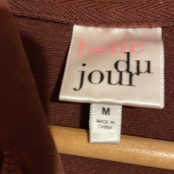 •BELLE DU JOUR•BROWN LIGHTWEIGHT SWEATSHIRT HOODIE SIZE MEDIUM EUC - Picture 3 of 8